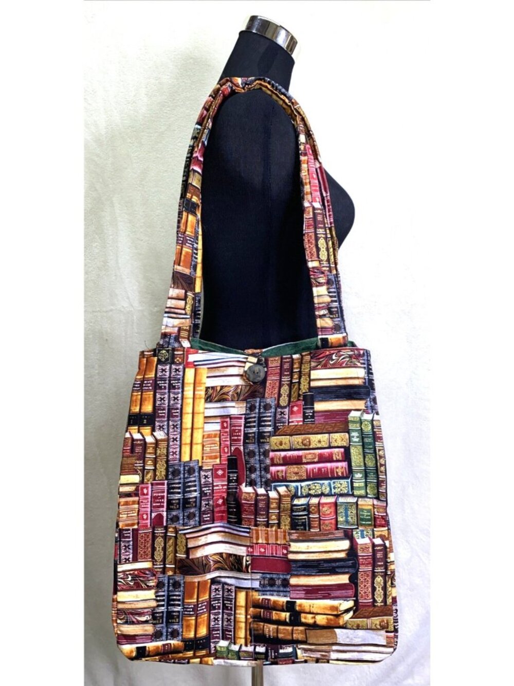 NWT Handmade Books! Shoulder Bag Tote Purse Cotton Lined Button EXTRA LARGE #k